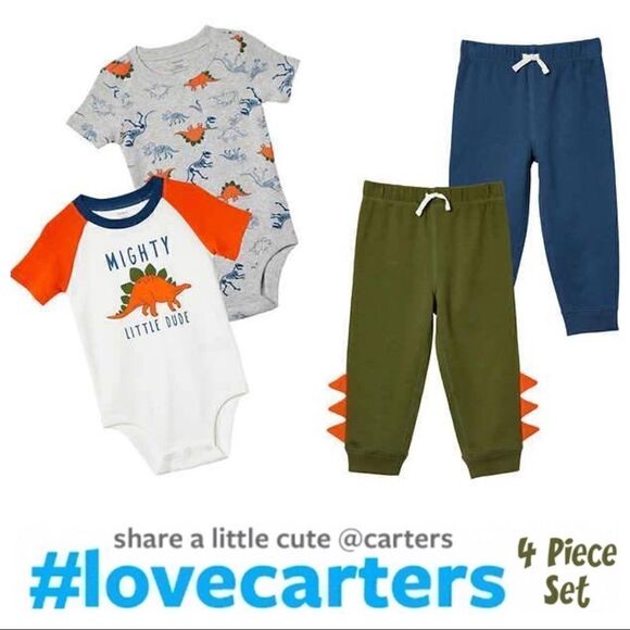 NEW! CARTER’S Kids Dinosaur 4-piece Set - Picture 1 of 8
